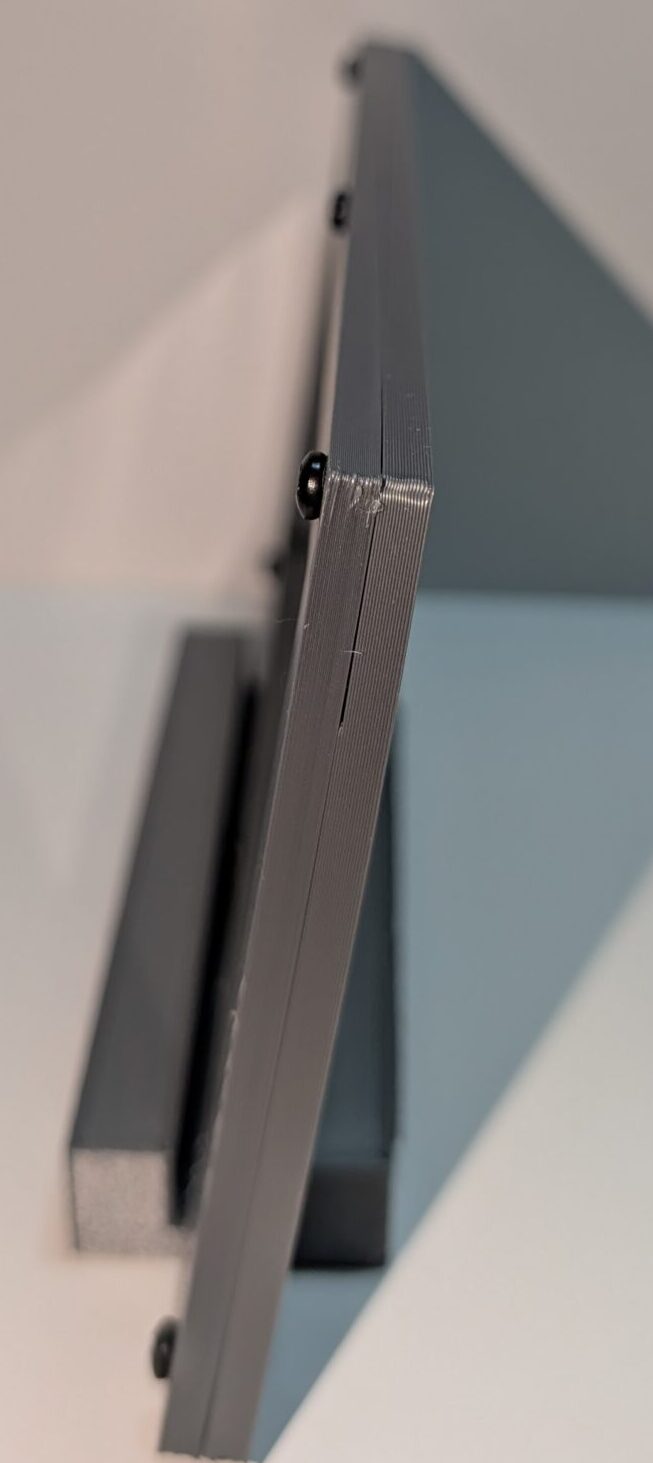 Gray carbon fiber Serial Shield 3D currency frame with stand and 7 mil Mylar window